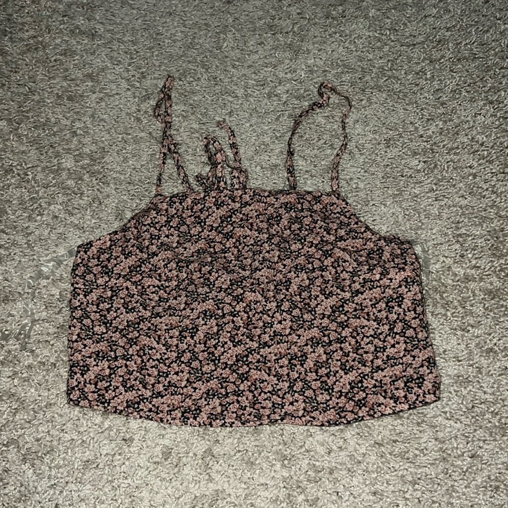 American Eagle floral strappy back crop top